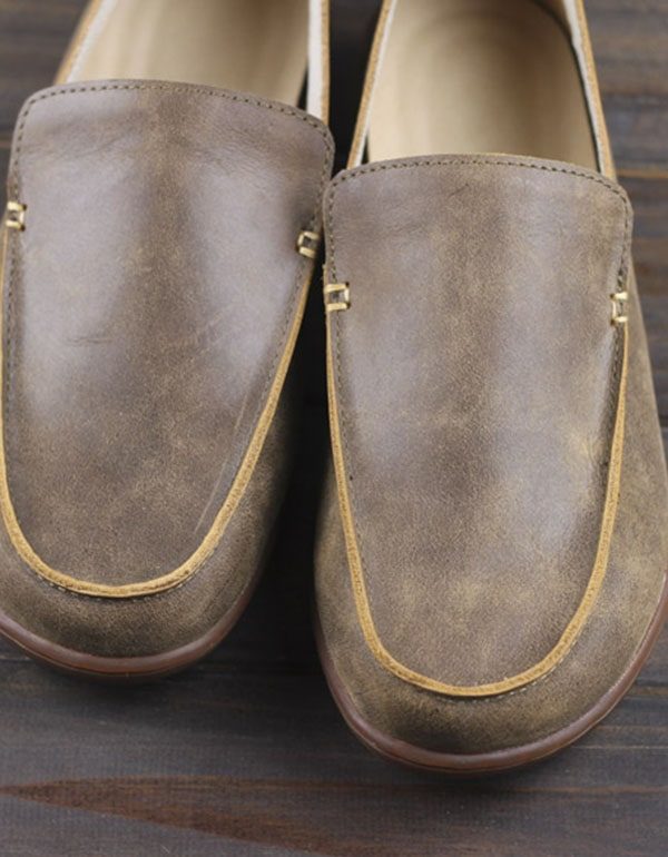 Heren Rundleder Handgemaakte Retro Leren Loafers