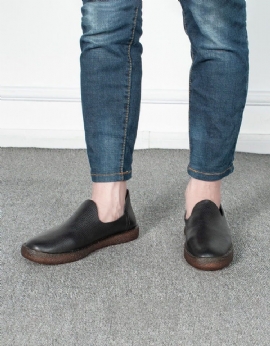 Zachte Leren Slip-on Retro Leren Platte Schoenen Voor Heren