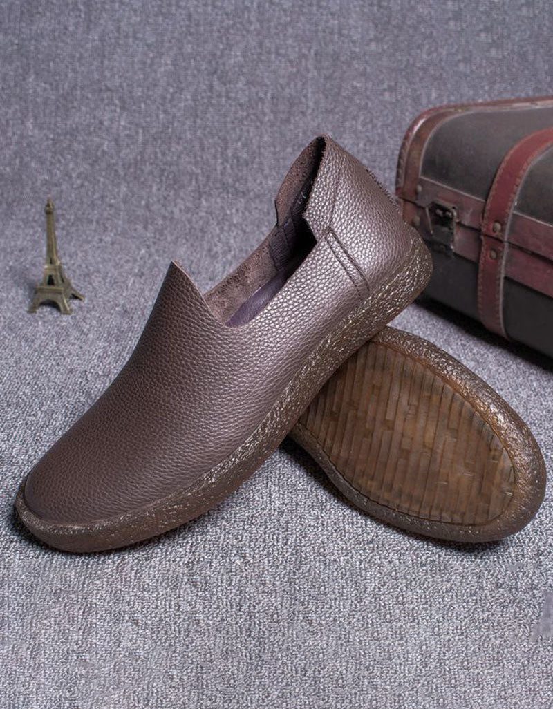 Zachte Leren Slip-on Retro Leren Platte Schoenen Voor Heren